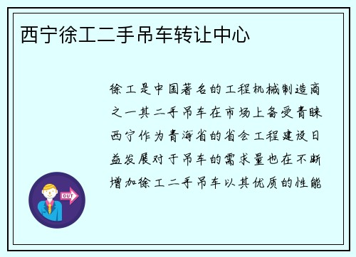 西宁徐工二手吊车转让中心